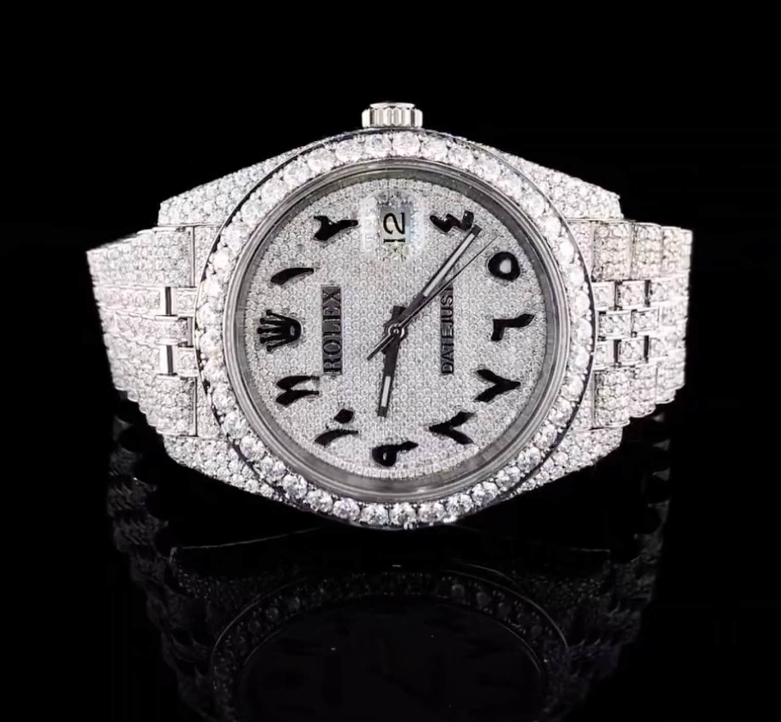 Vincenzo Onyx™️ VVS Moissanite Diamond Sparkled Rim Luxury Watch