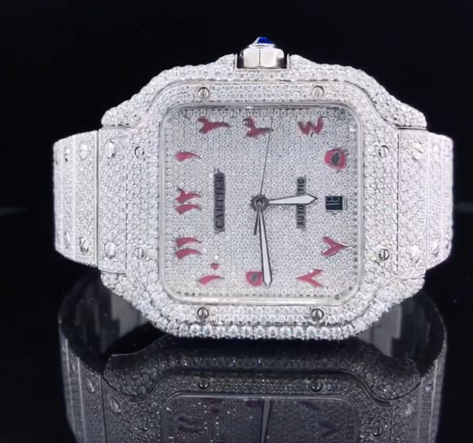 Vincenzo Onyx™️ VVS Moissanite Diamond Rose Arabic Touch Luxury Watch