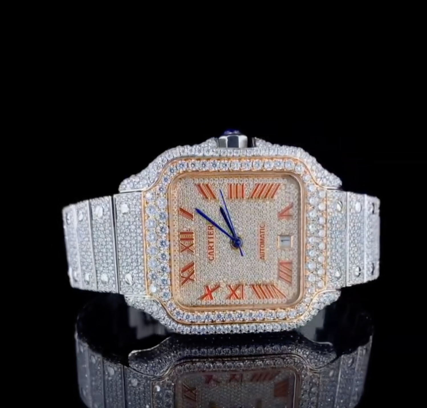 Vincenzo Onyx™️ VVS Moissanite Diamonds Red Roman Touch Luxury Watch