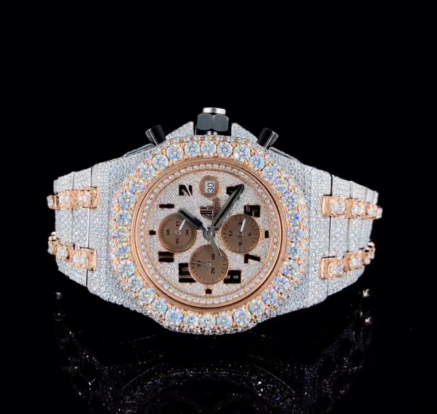 Vincenzo Onyx™️ VVS Moissanite Diamond Golden Pink Luxury Watch