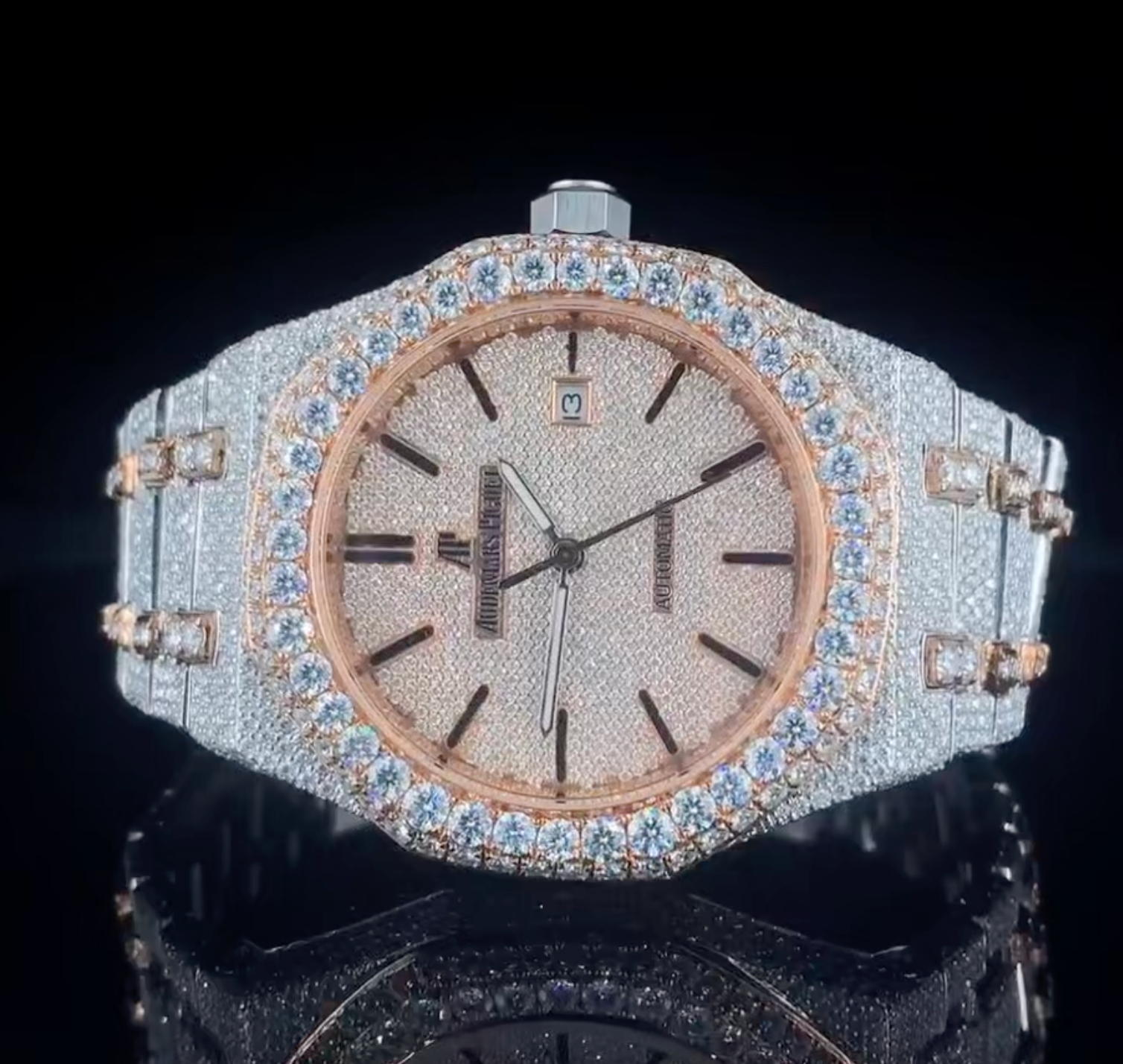 Vincenzo Onyx™️ VVS Moissanite Diamond Amber Rose Luxury Watch