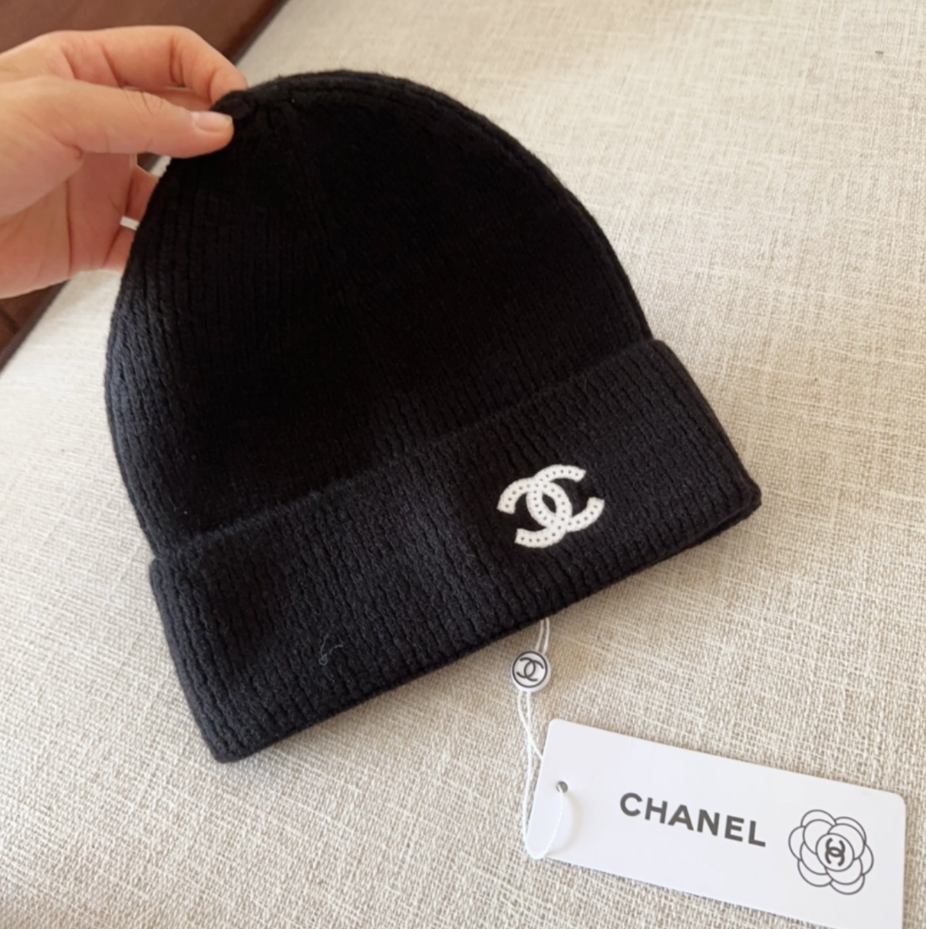 Classic Black CC Design Fashion Beanie