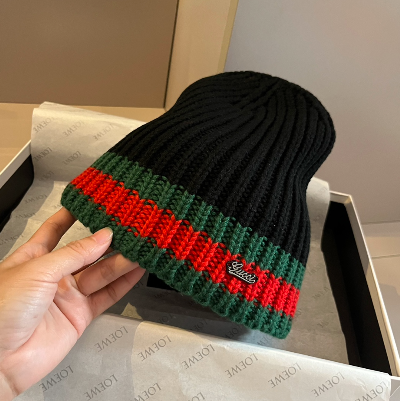 Luxury Black Striped Fashion Beanie