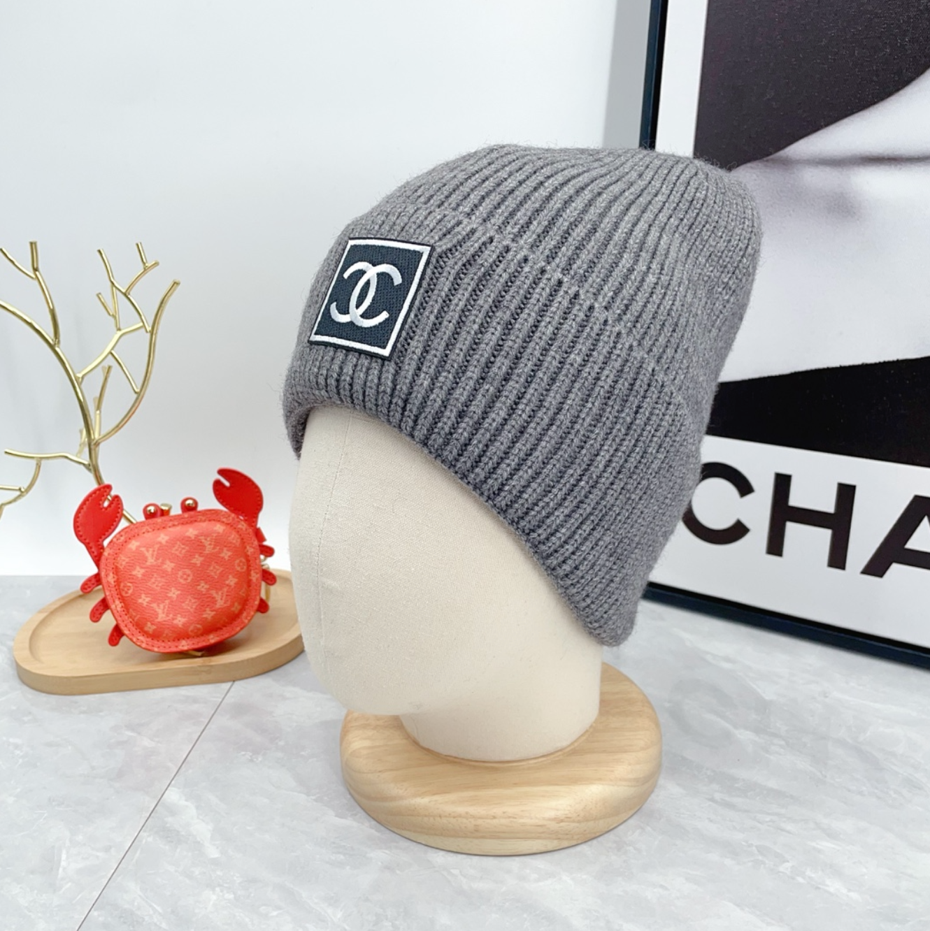 Luxury Shaded Grey CC Fashion Beanie