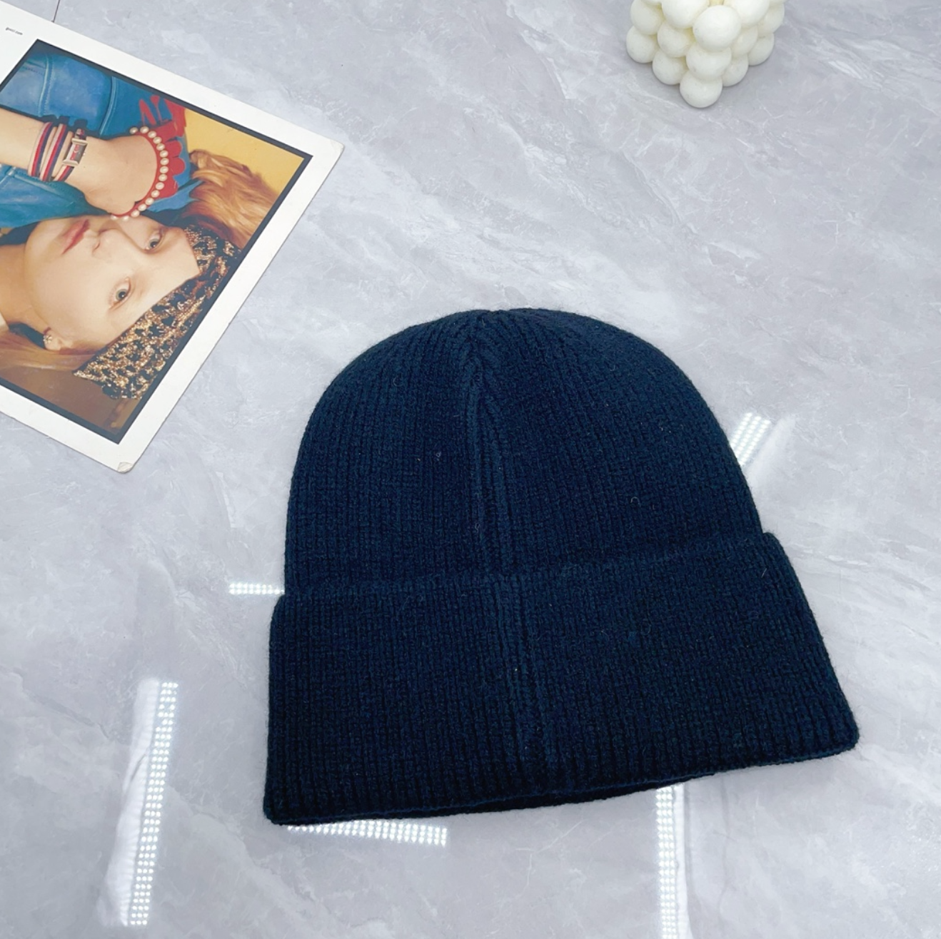 Luxury Navy Blue CC Fashion Beanie