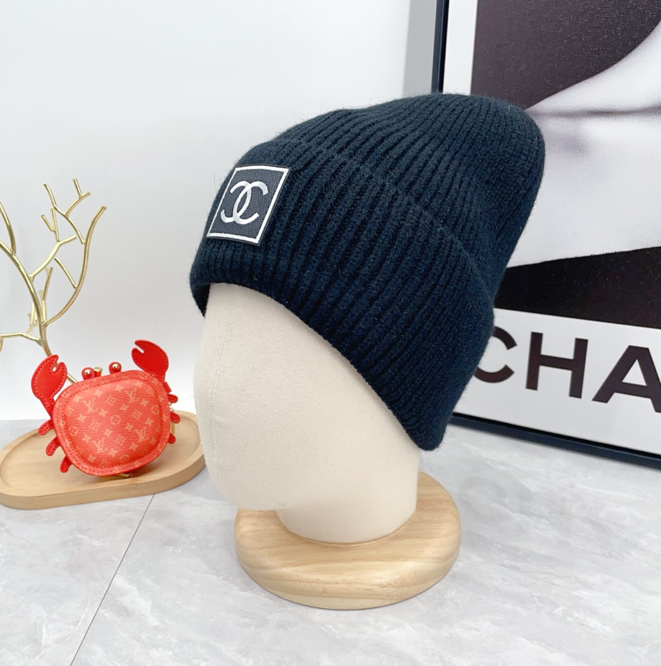 Luxury Navy Blue CC Fashion Beanie