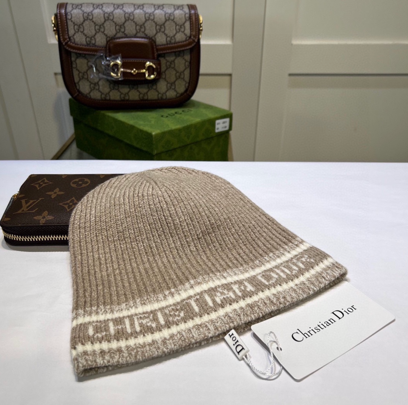 Luxury Coffee Tan CD Fashion Beanie