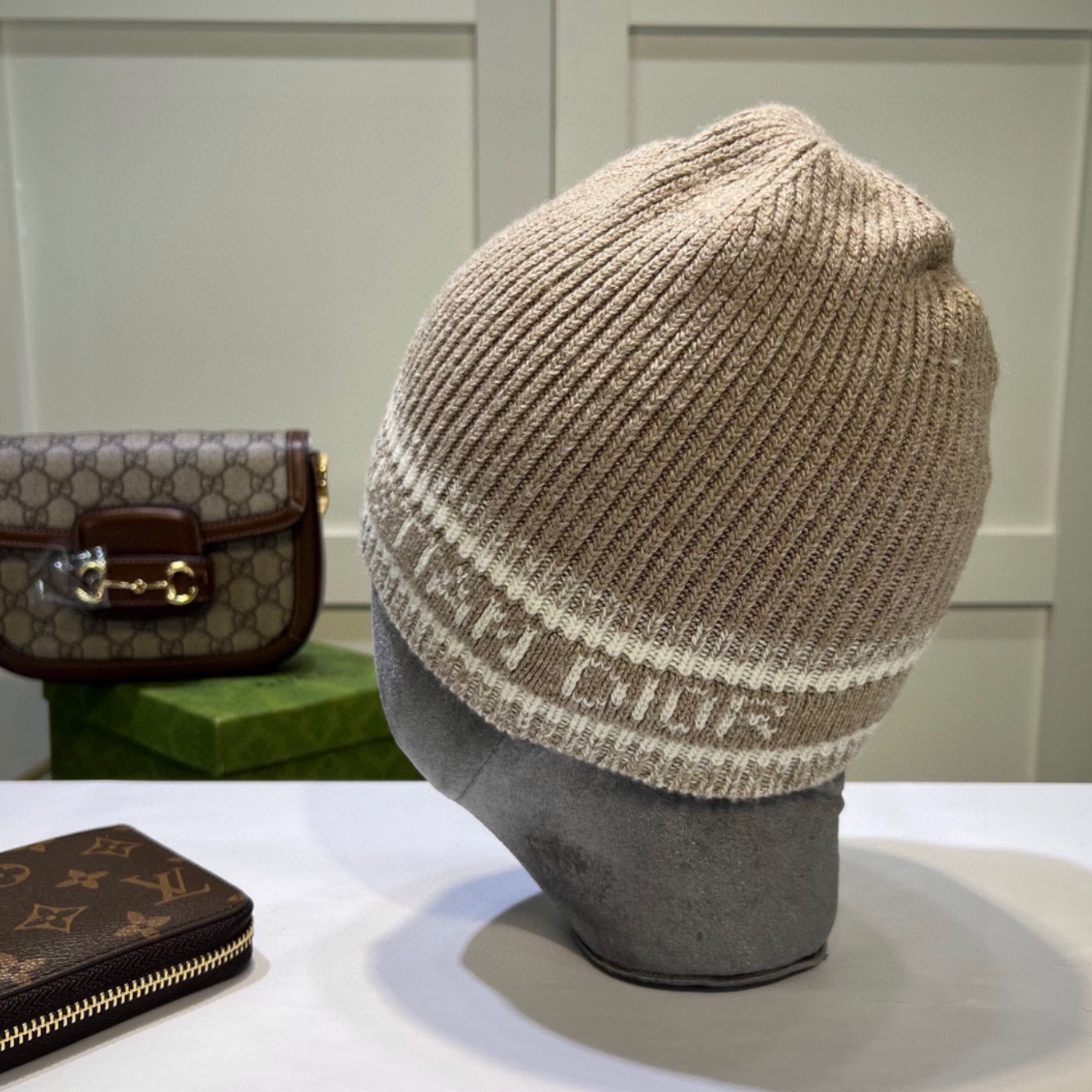 Luxury Coffee Tan CD Fashion Beanie