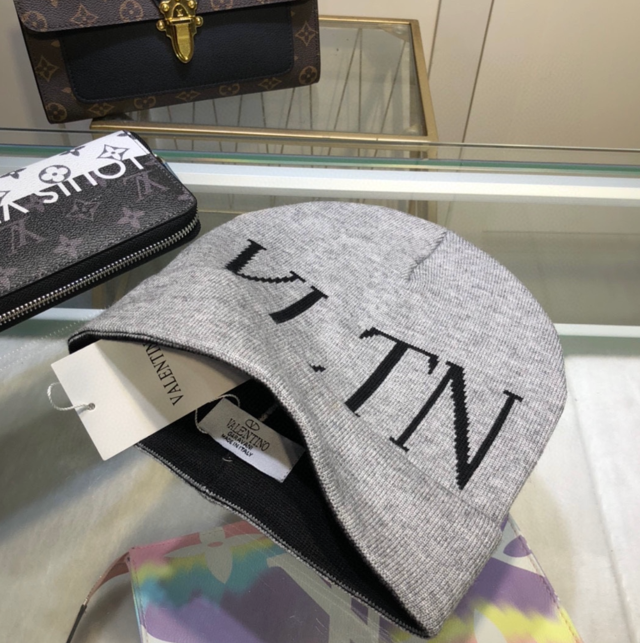 Luxury Grey VLTN Fashion Beanie