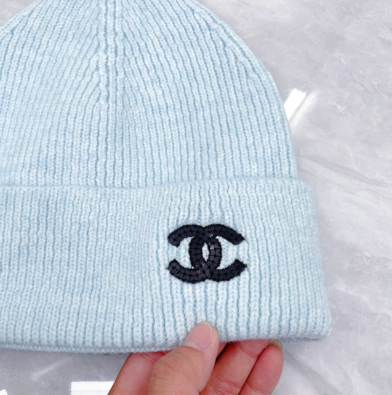 Classic Light Aqua CC Design Fashion Beanie