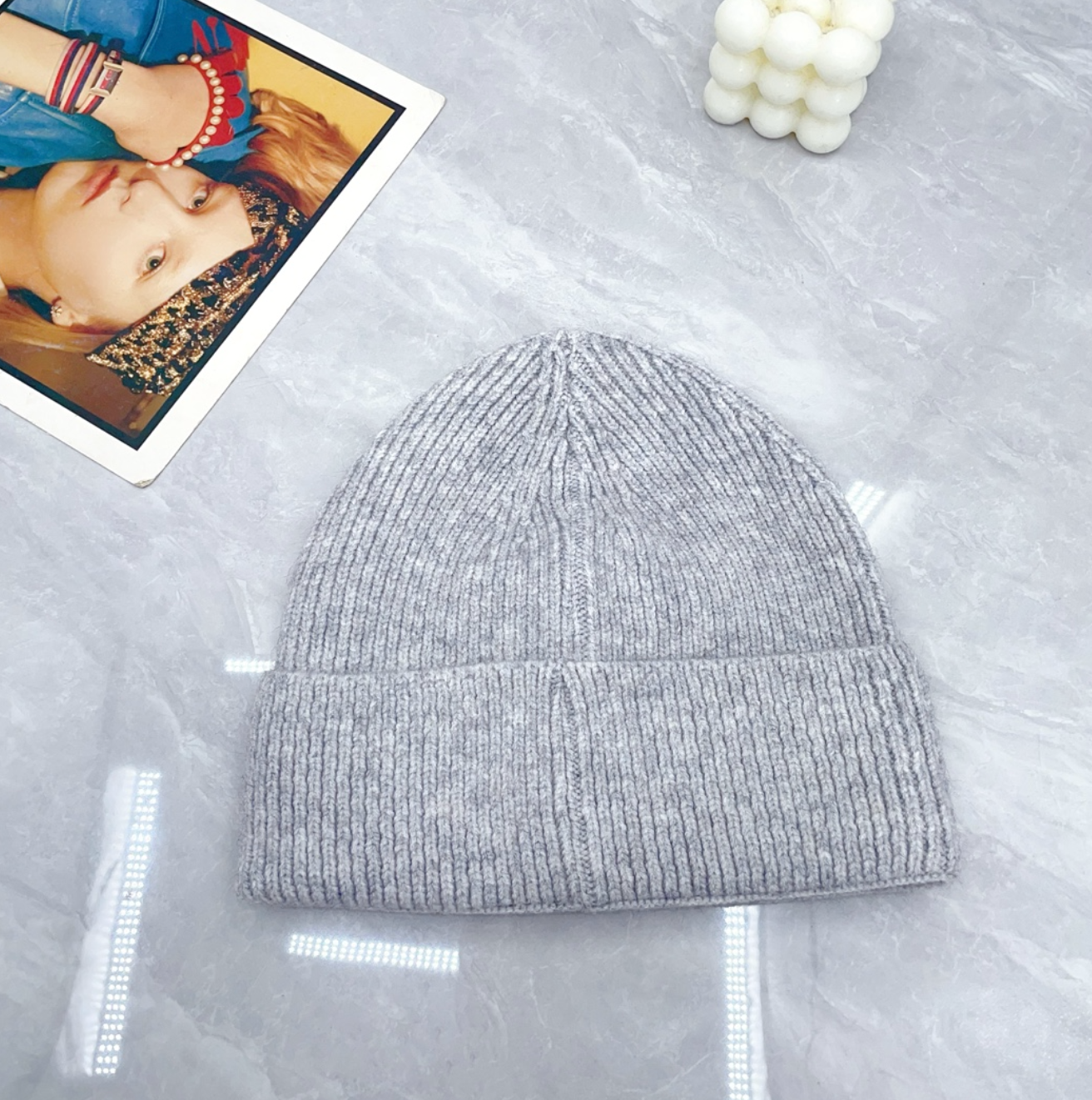 Classic Wool Grey CC Design Fashion Beanie