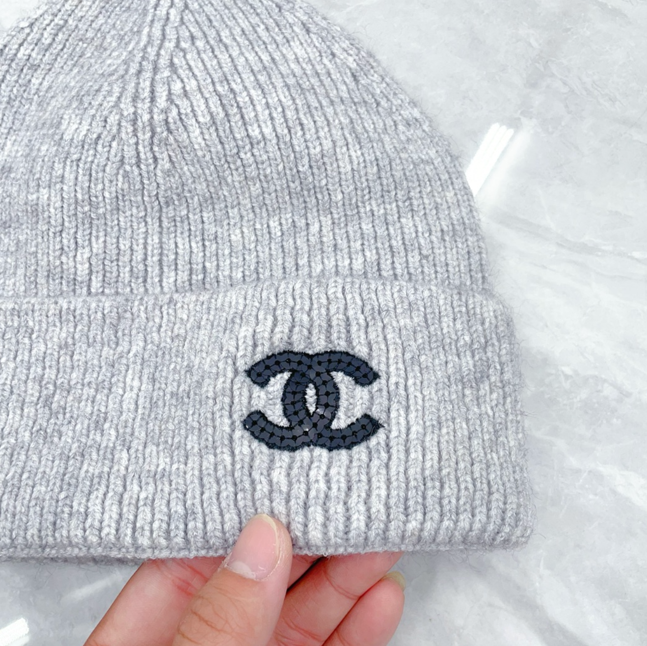 Classic Wool Grey CC Design Fashion Beanie