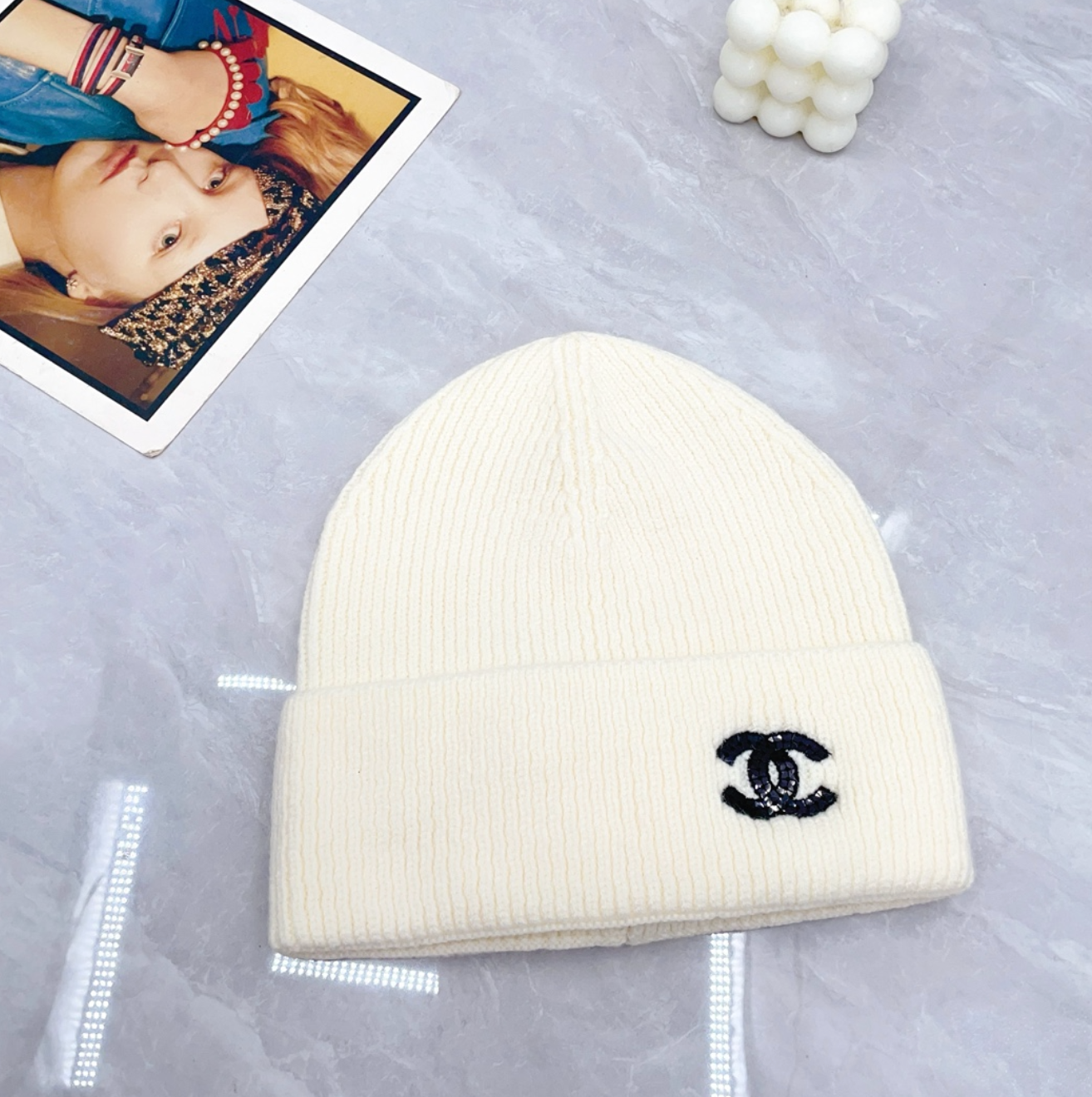 Classic Rich Creme CC Design Fashion Beanie