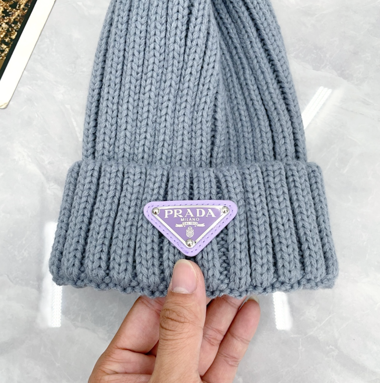 Luxury Aqua Grey Winter Fashion Beanie