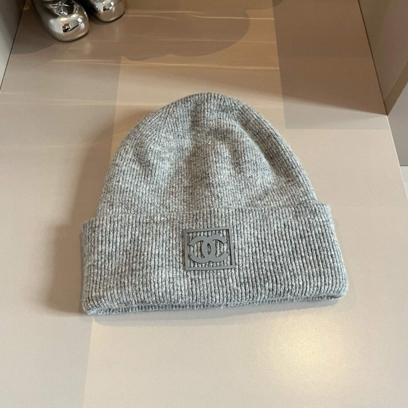 Luxury Pitch Grey CC Print Fashion Beanie