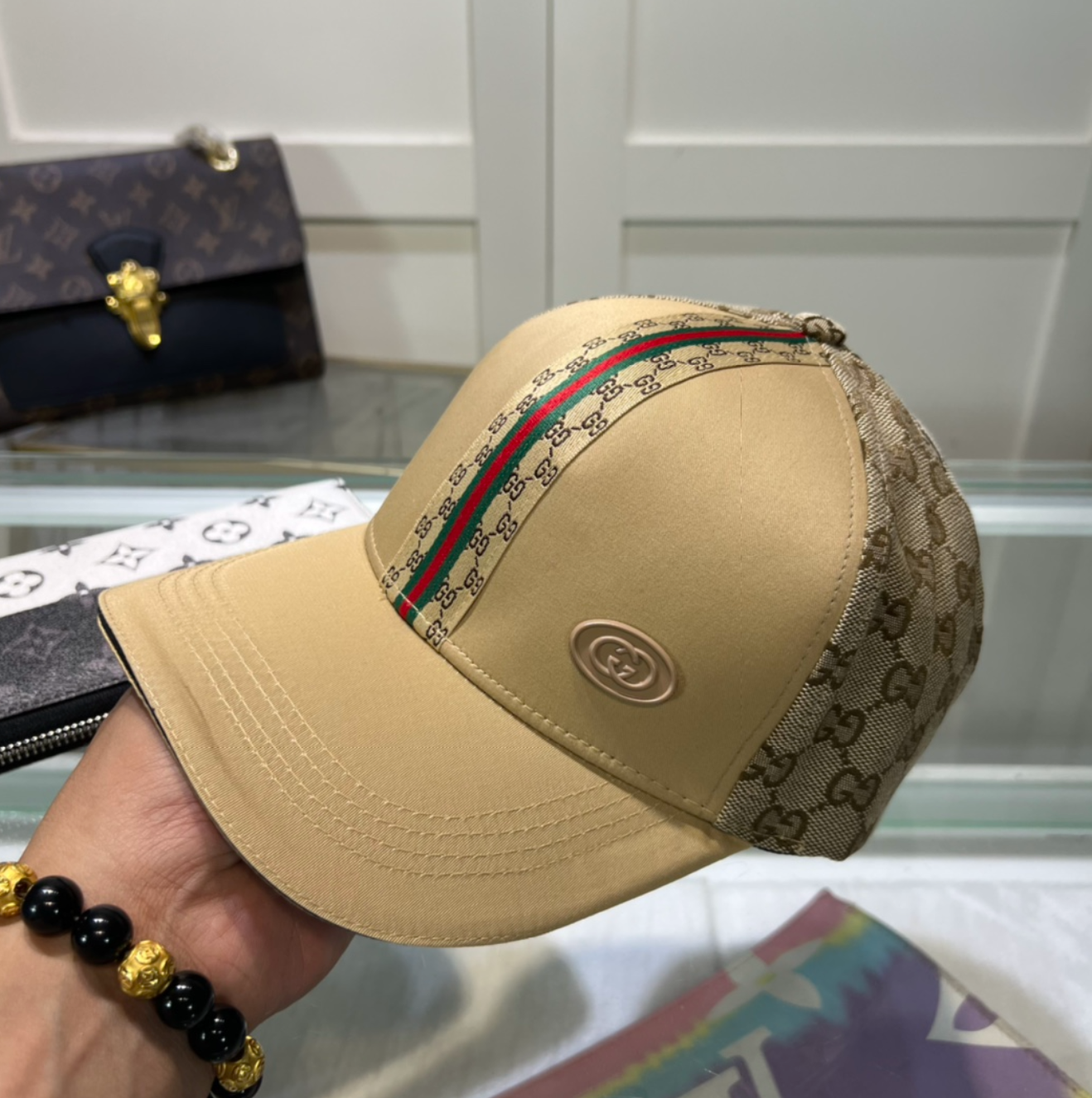 Unique Fashion Tan Luxury Stripe Hat