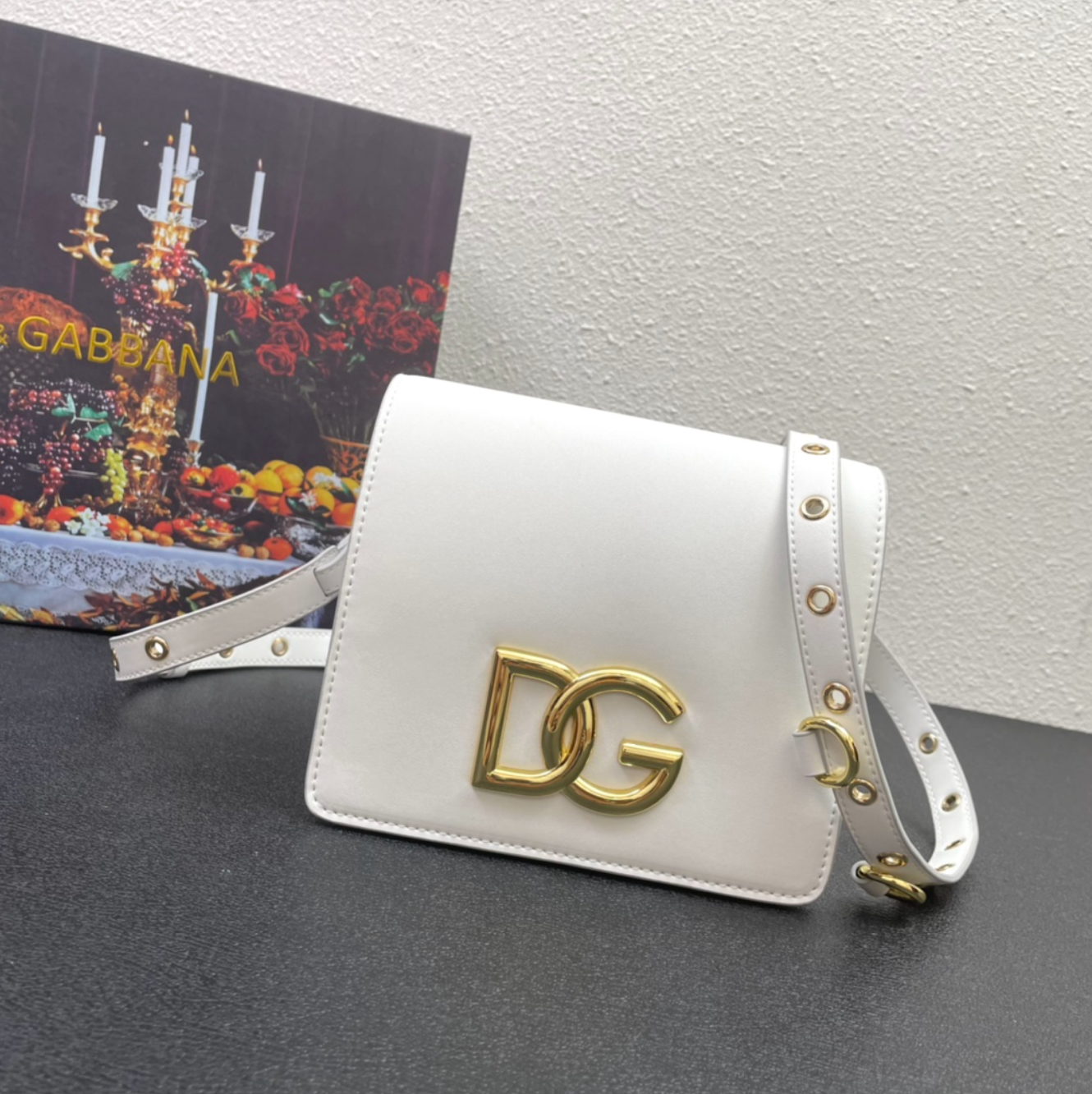 Unique Pearl White DG Print Luxury Handbag