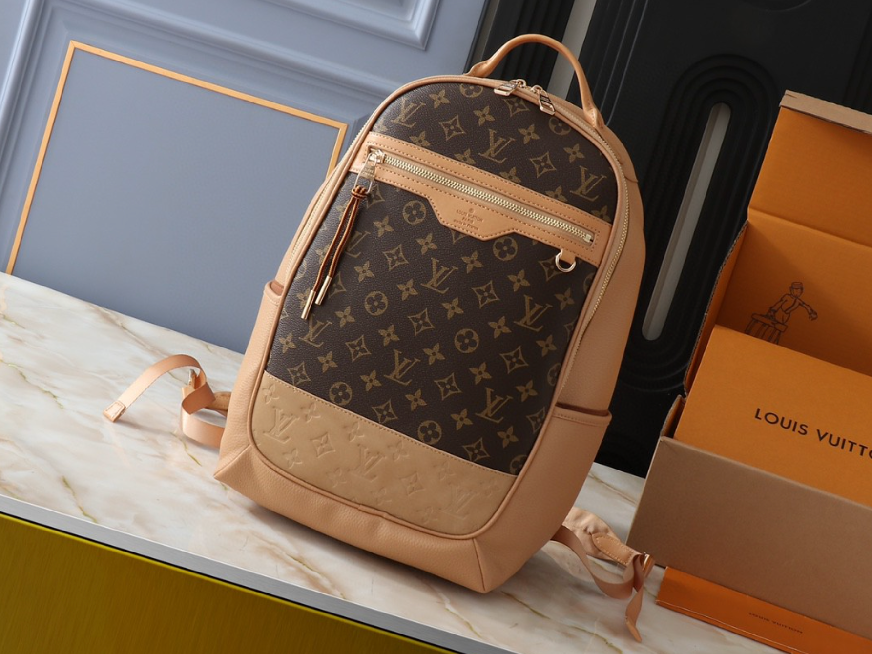 Classic Cafe Print Luxury Backpack