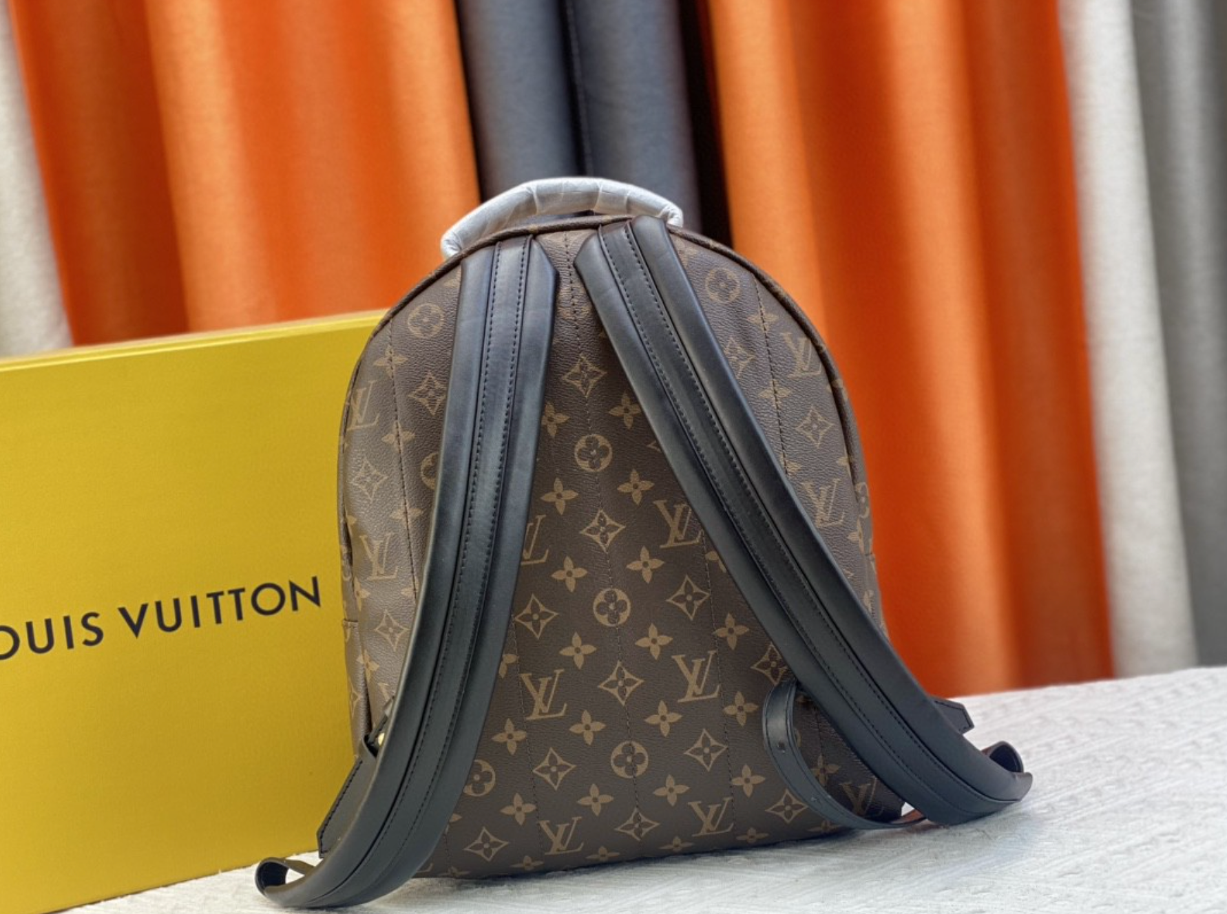 Luxury Leather Brown Charm Print Fashion Backpack