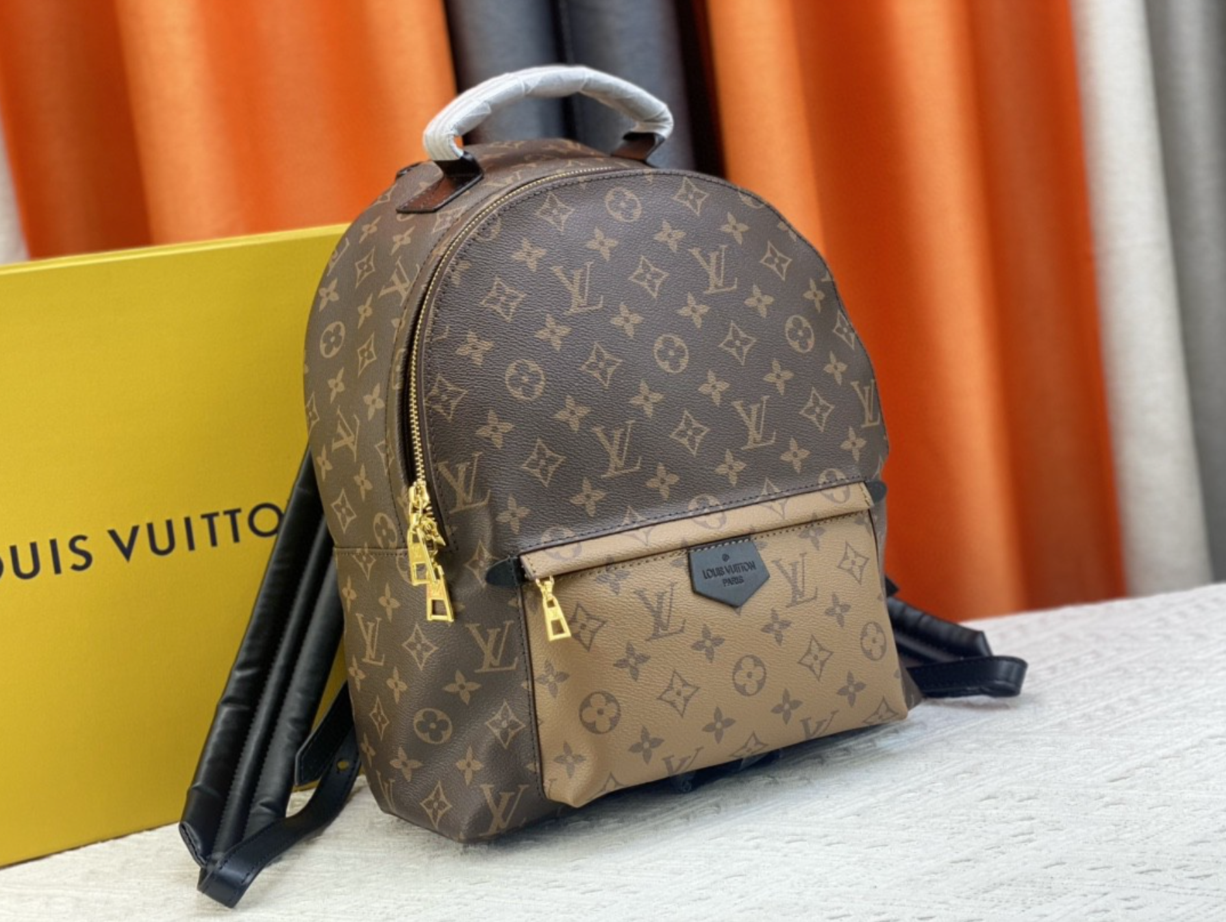 Luxury Leather Brown Charm Print Fashion Backpack