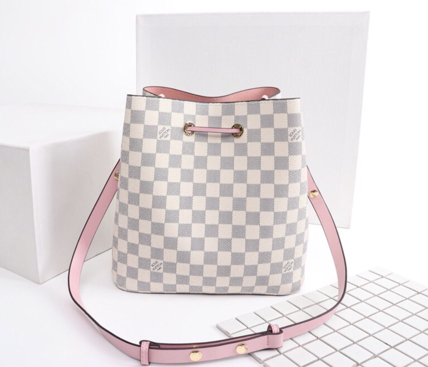 Unique White Leather Chess Print Fashion Handbag