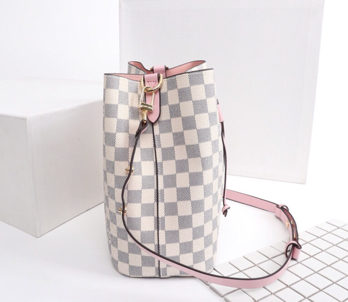 Unique White Leather Chess Print Fashion Handbag