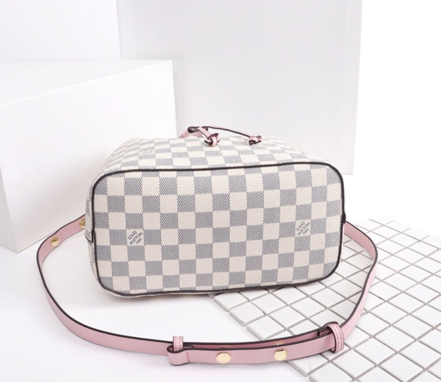 Unique White Leather Chess Print Fashion Handbag