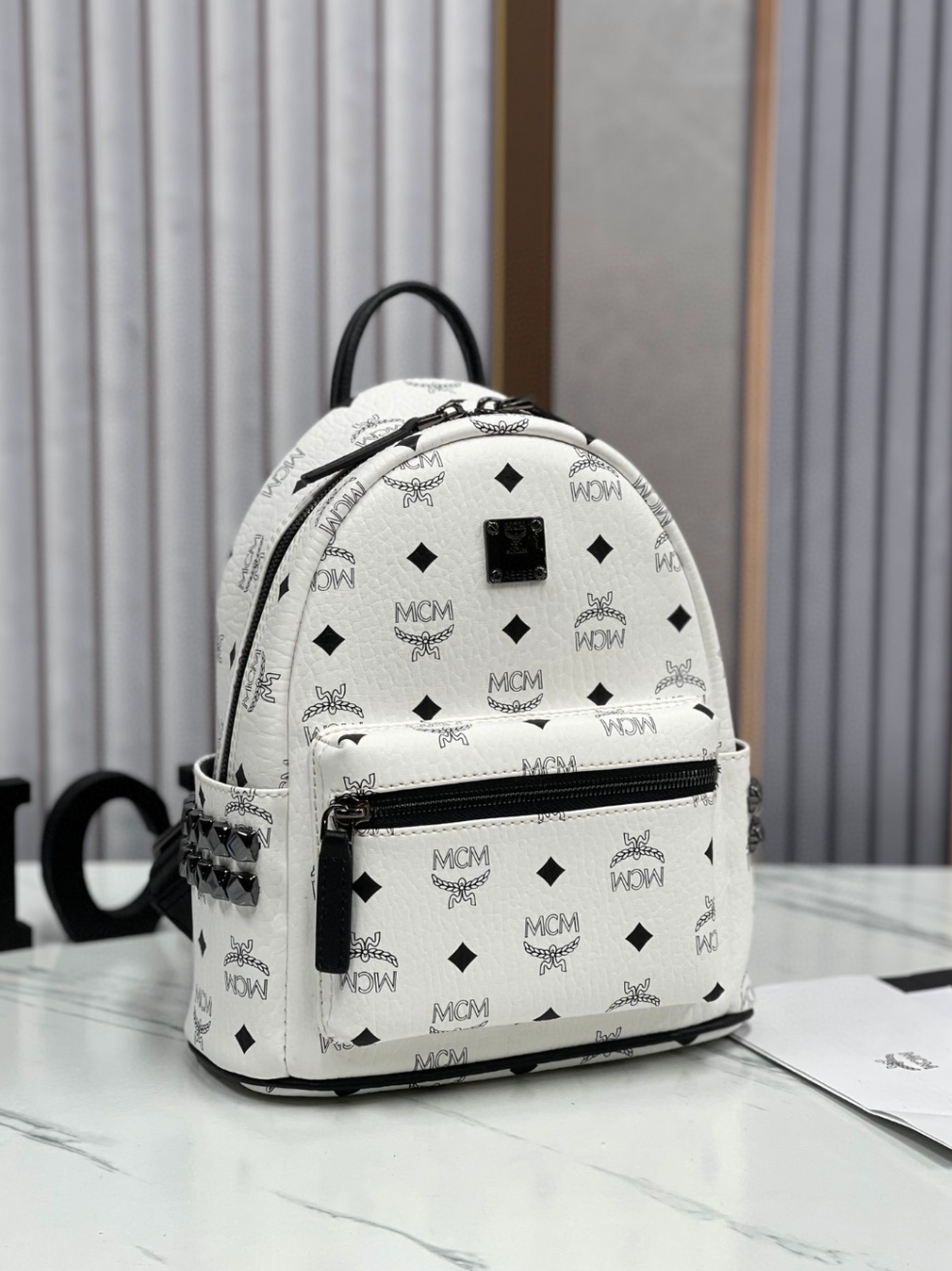 Unique White Leather Charm Print Fashion Backpack