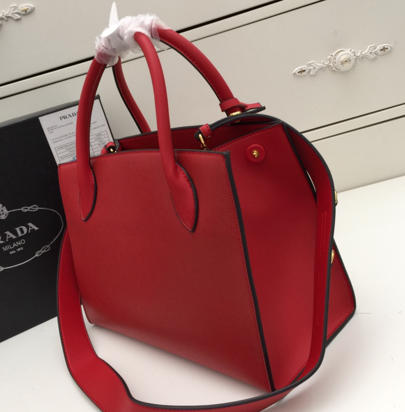 Classic Ruby Red Diamond Design Fashion Handbag