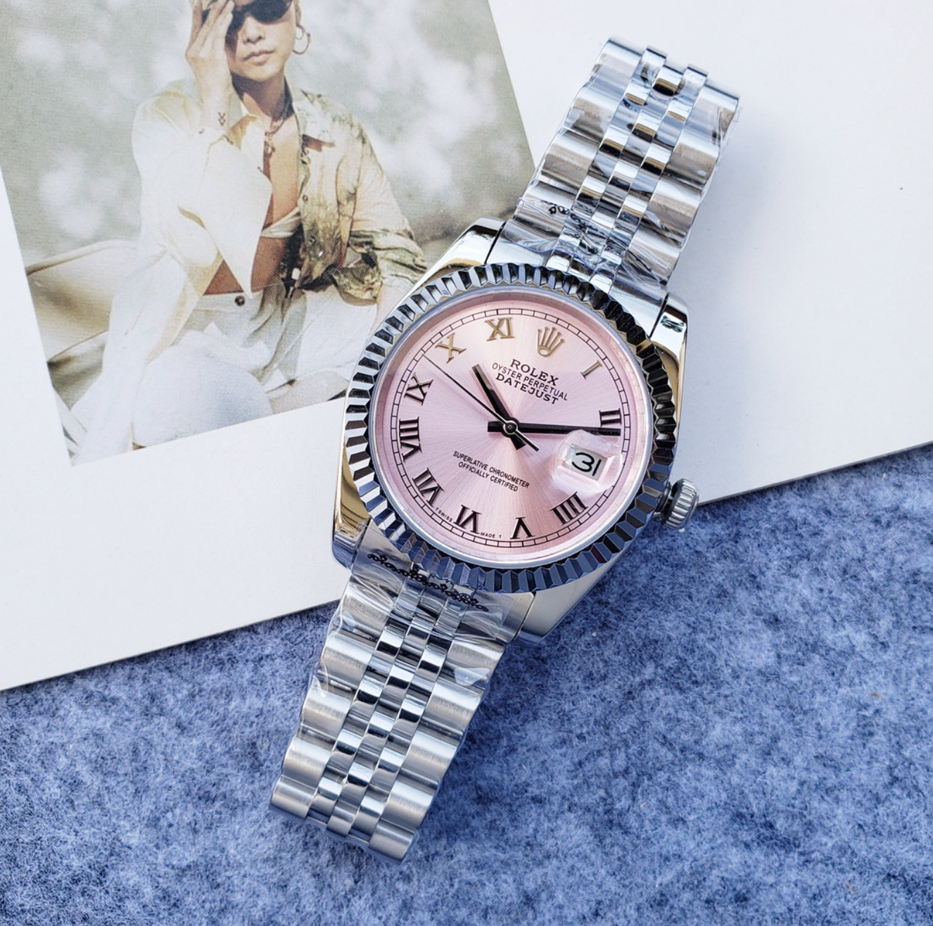 Luxury Metallic Glist Pink Fashion Watch