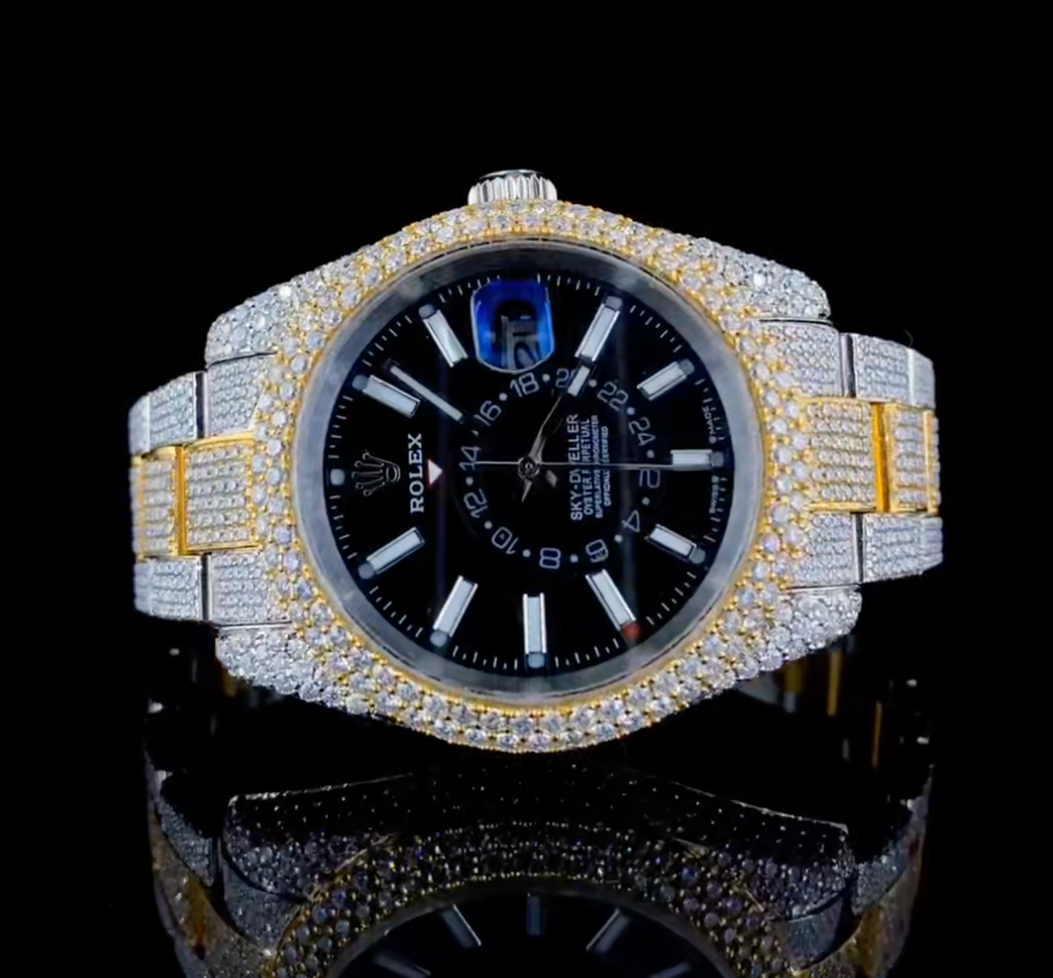 Vincenzo Onyx™️ VVS Moissanite Diamonds Black Accent Luxury Watch