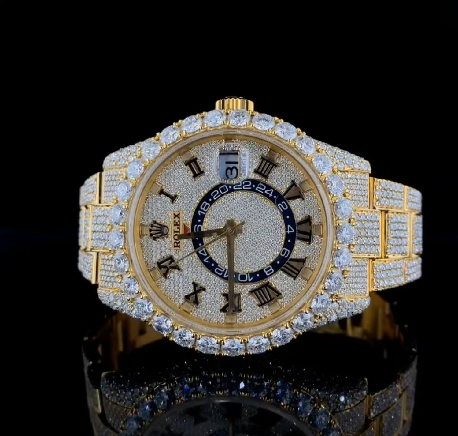 Vincenzo Onyx™️ VVS Moissanite Diamonds Dazzle Effect Luxury Watch