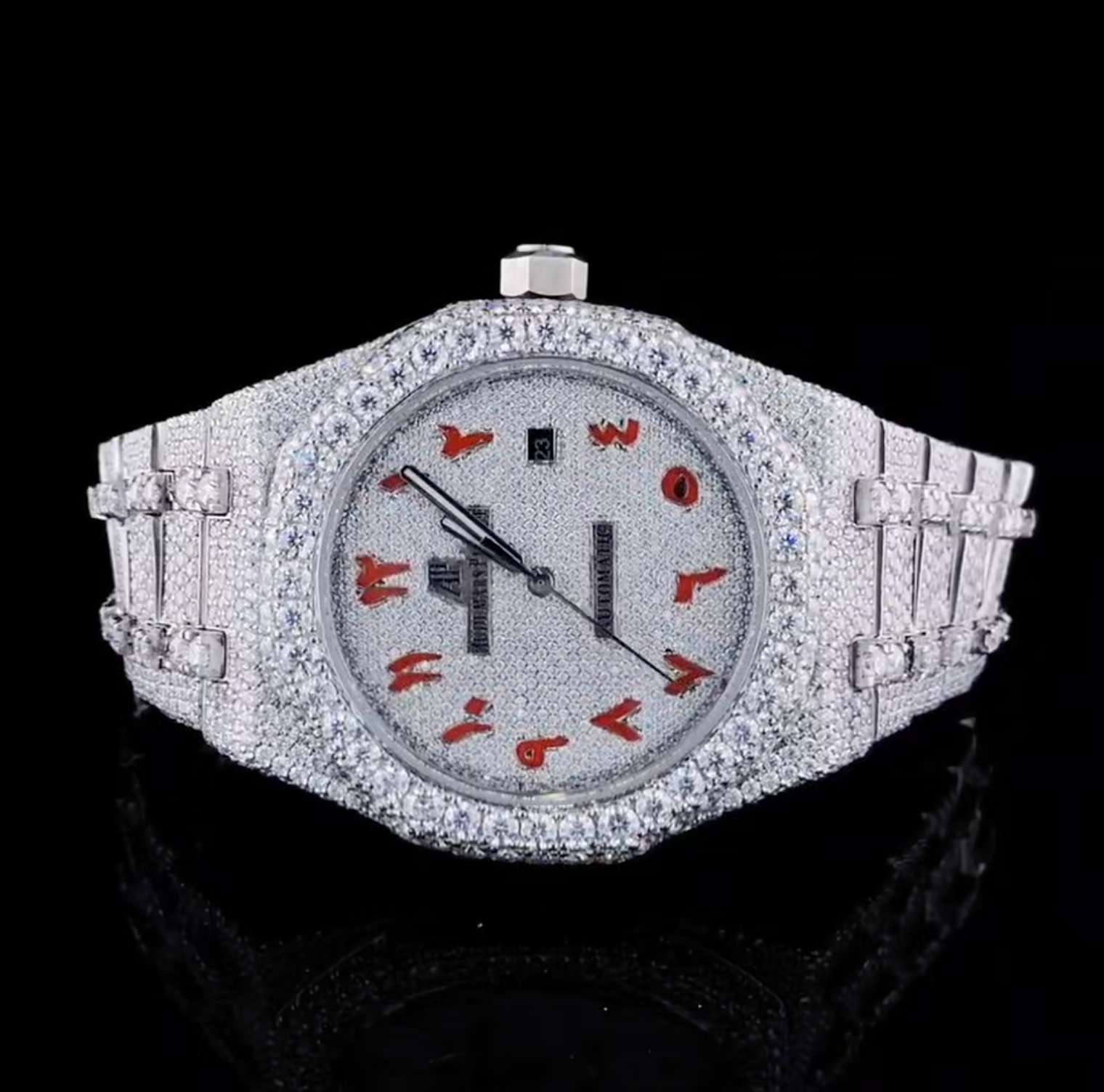 Vincenzo Onyx™️ VVS Moissanite Diamond Cherry Red Arabic Luxury Watch