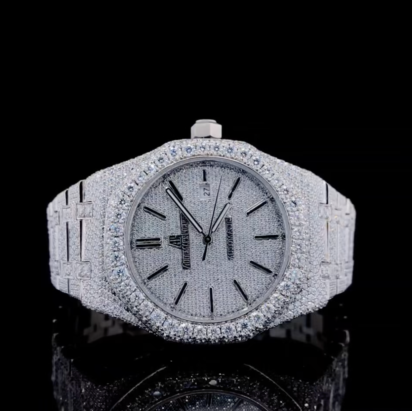 Vincenzo Onyx™️ VVS Moissanite Diamond Silver Luxury Watch