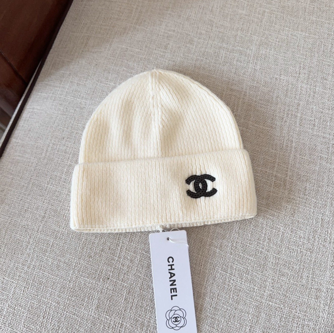 Classic Tan CC Pattern Fashion Beanie