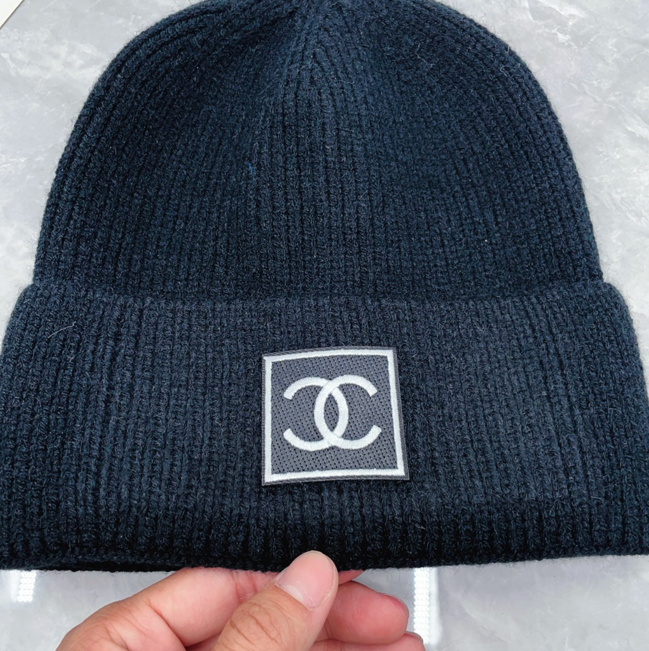 Luxury Navy Blue CC Fashion Beanie