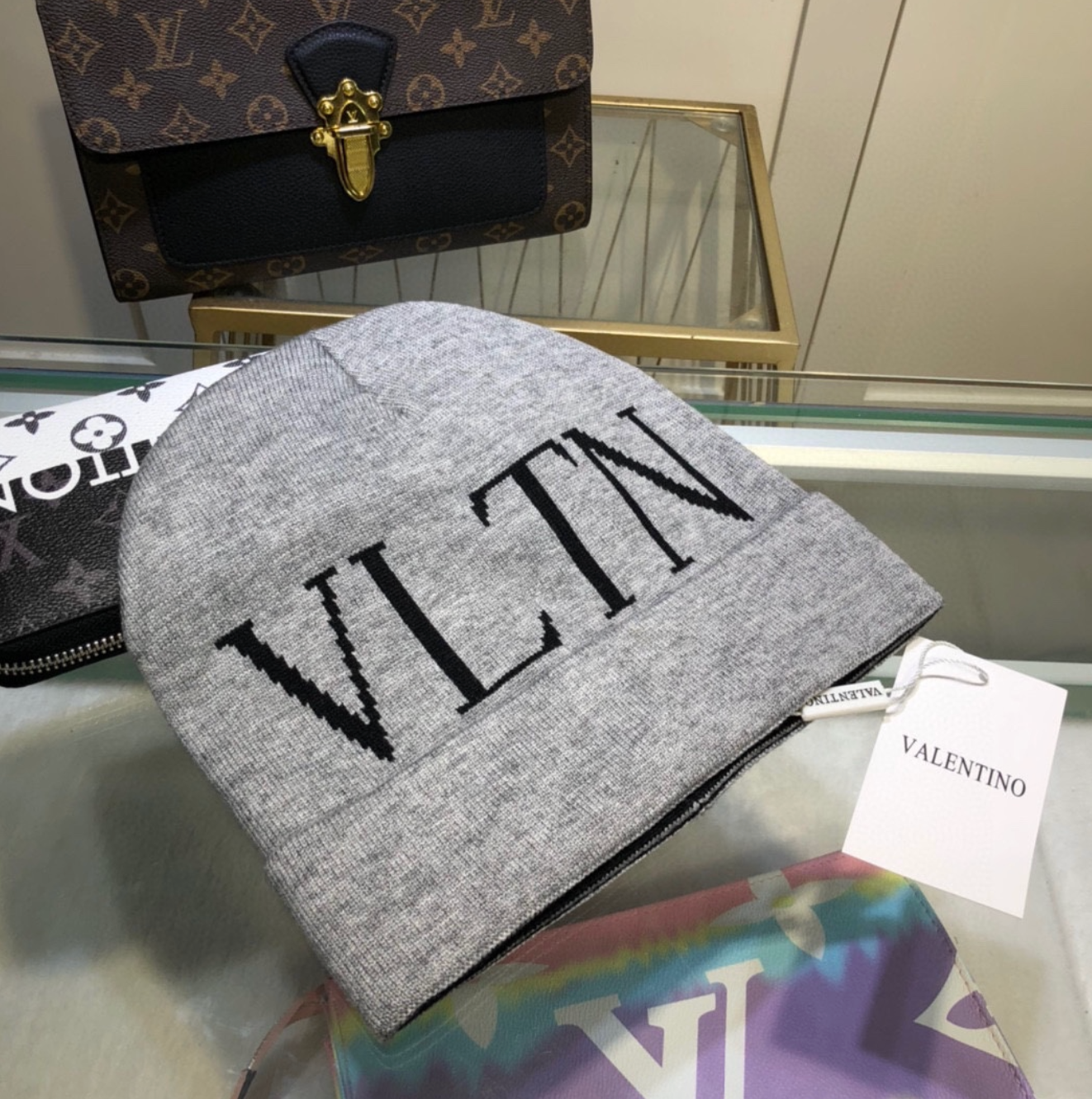 Luxury Grey VLTN Fashion Beanie