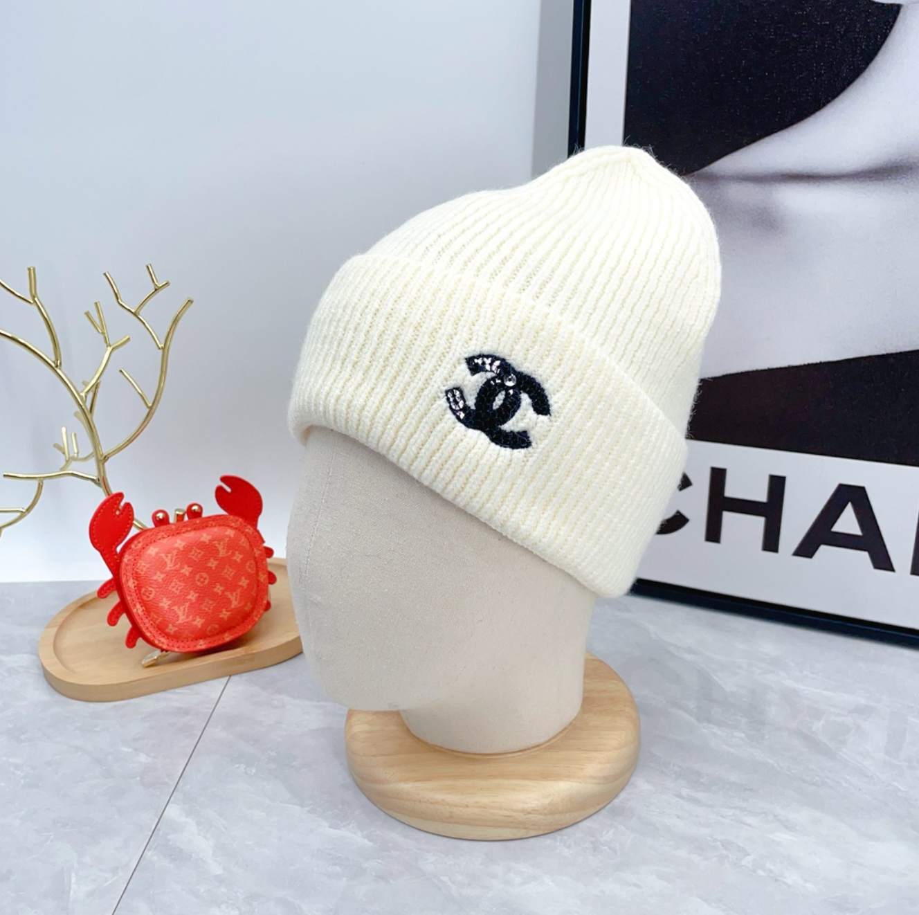 Classic Rich Creme CC Design Fashion Beanie