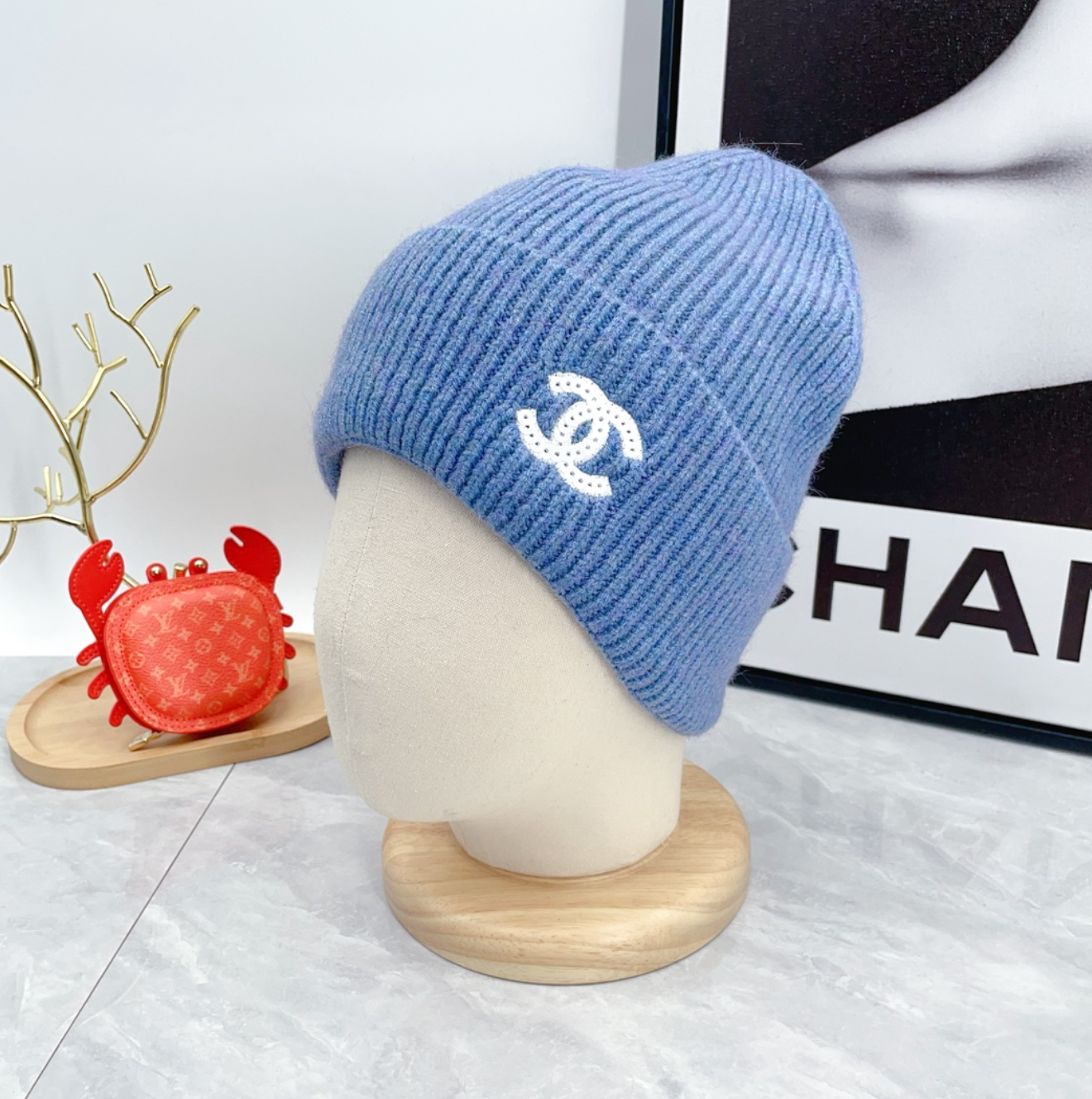 Classic Marine Blue CC Design Fashion Beanie