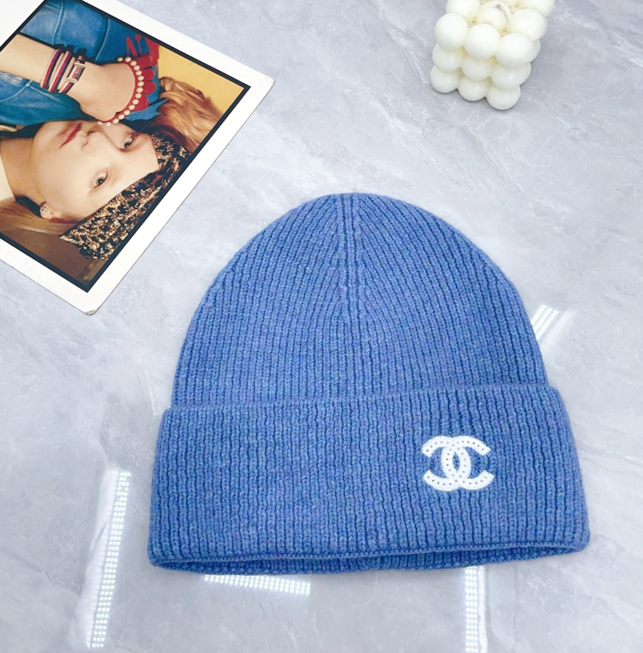 Classic Marine Blue CC Design Fashion Beanie