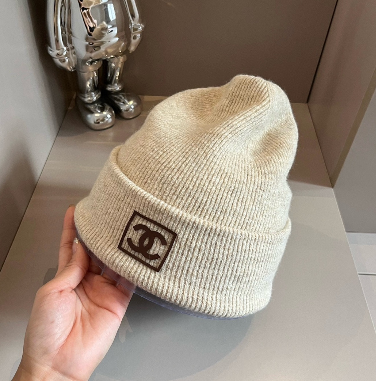 Luxury Dim Grey CC Print Fashion Beanie