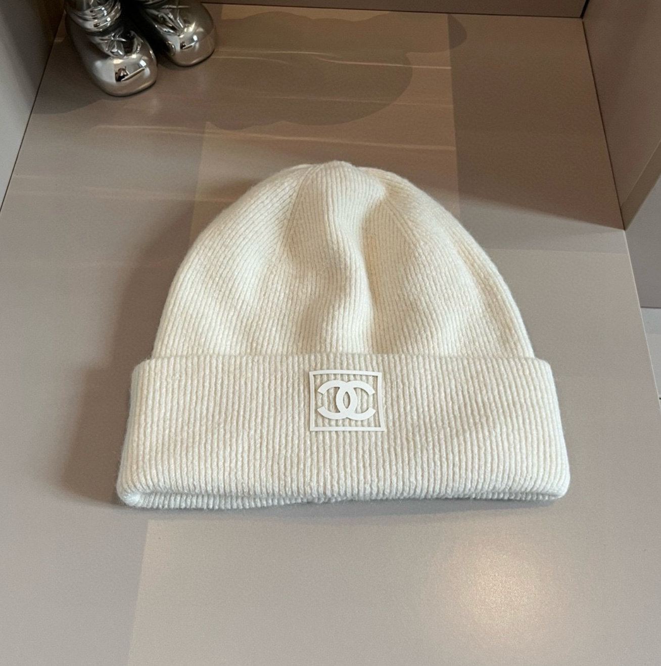 Luxury Creme CC Print Fashion Beanie