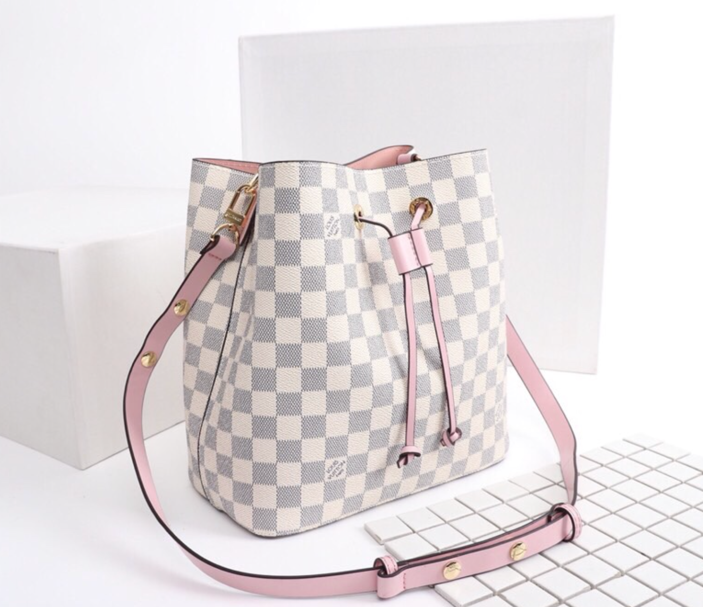 Unique White Leather Chess Print Fashion Handbag