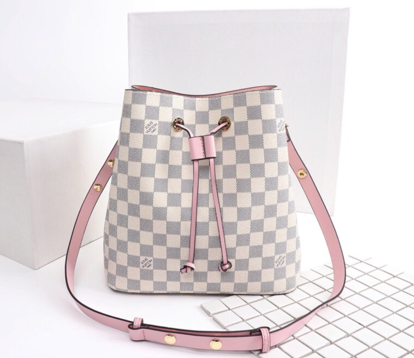 Unique White Leather Chess Print Fashion Handbag