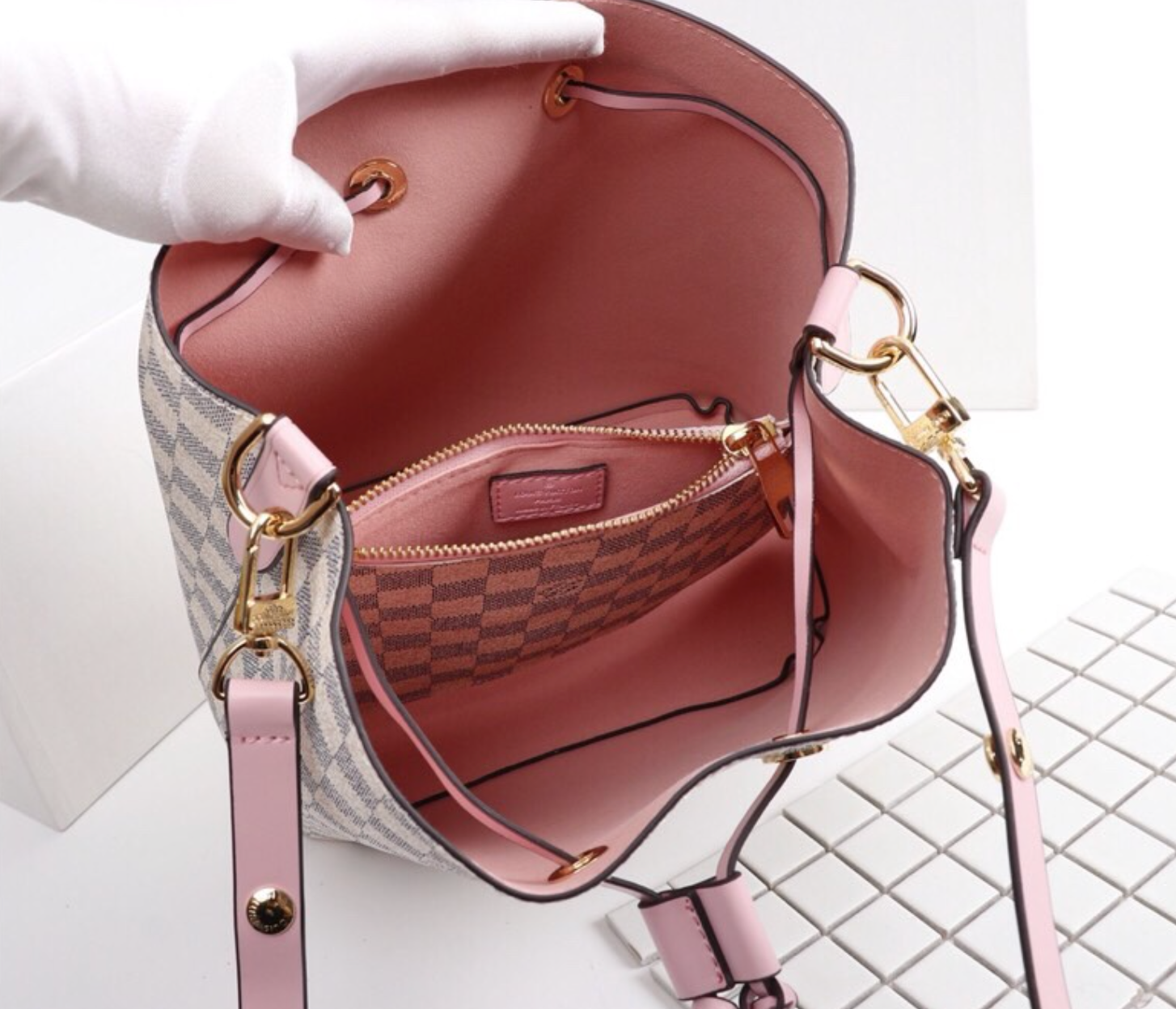 Unique White Leather Chess Print Fashion Handbag