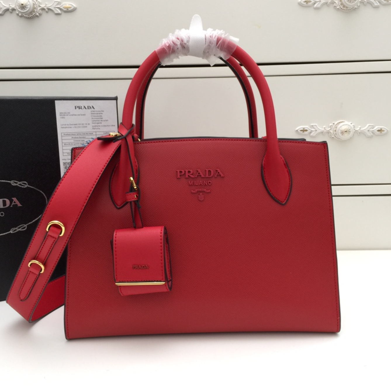 Classic Ruby Red Diamond Design Fashion Handbag