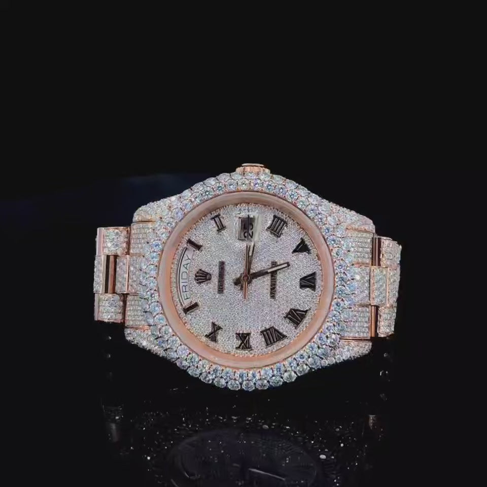 Vincenzo Onyx™️ VVS Moissanite Diamond Matte Rose Luxury Watch