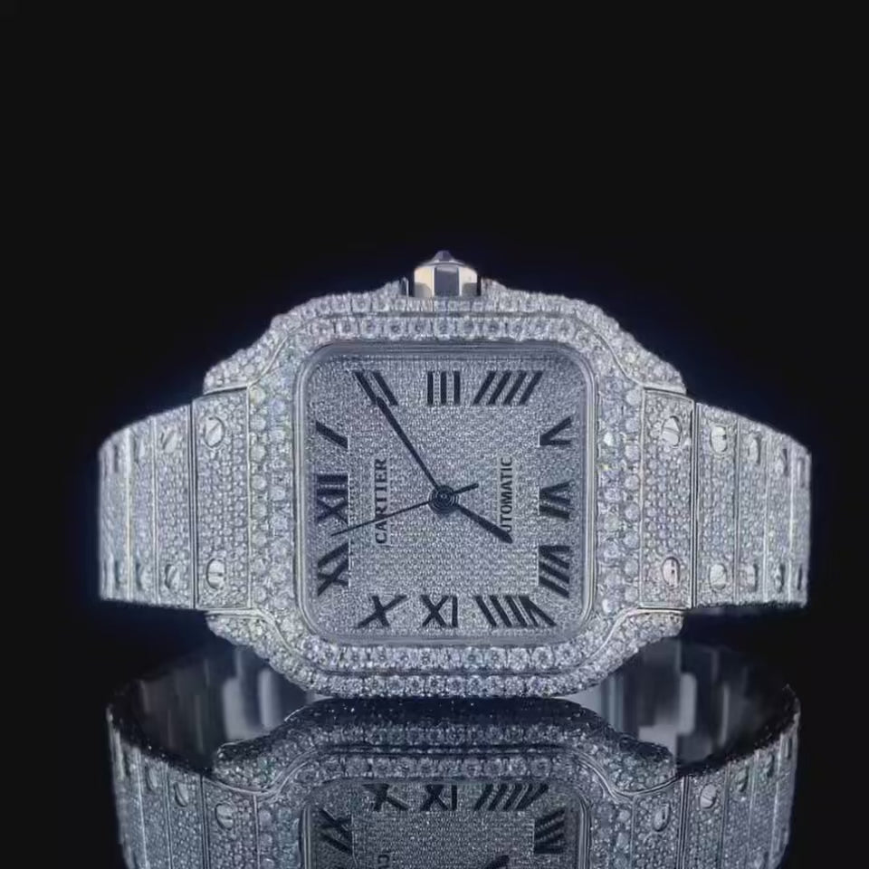 Vincenzo Onyx™️ VVS Moissanite Diamonds Classic Roman Touch Luxury Watch