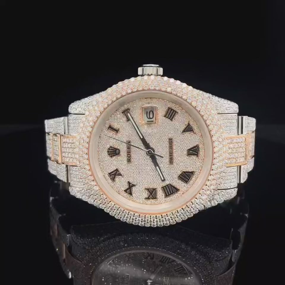 Vincenzo Onyx™️ VVS Moissanite Diamond Amber Gold Luxury Watch