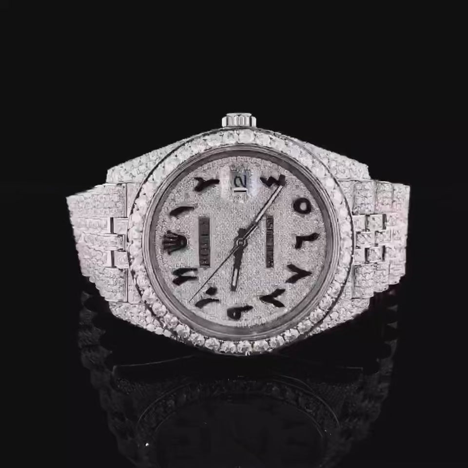 Vincenzo Onyx™️ VVS Moissanite Diamond Sparkled Rim Luxury Watch